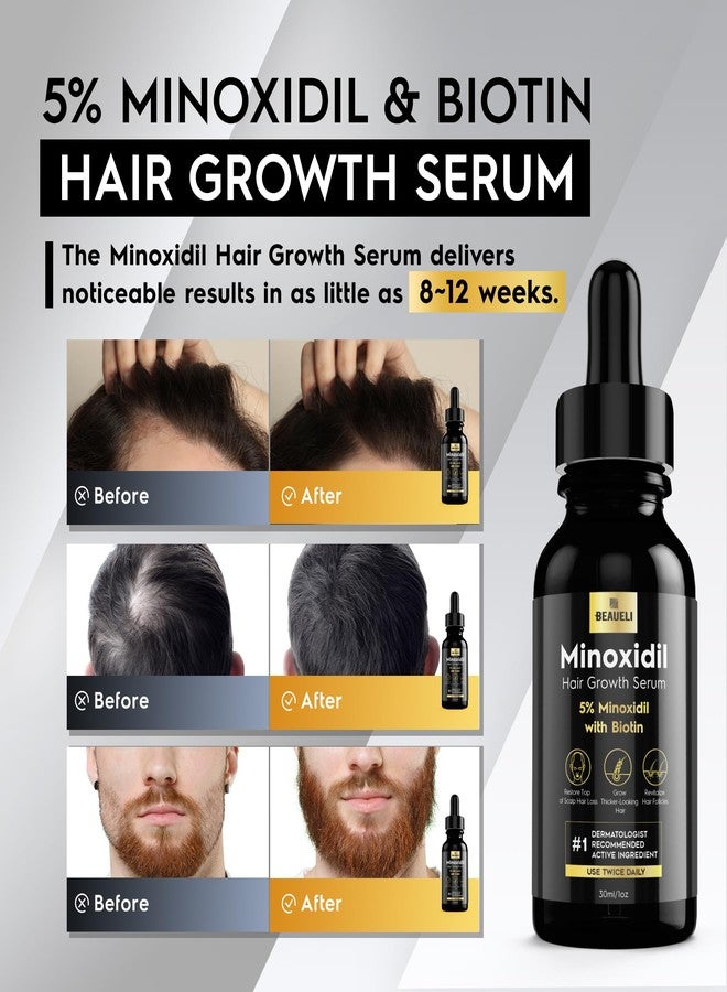 beaueli 5% Minoxidil Hair Growth for Men and Women: Extra Strength Minoxidil Regrowth Treatment Serum for Thinning Hair Loss to Grow Thicker Fuller Faster 30ml 3Bottles - Image 2